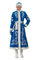 Костюм "Снегурочка" длинная приталенная бархат Х/Б с вышивкой