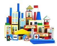 Конструктор детский деревянный напольный "Город", 58 деталей